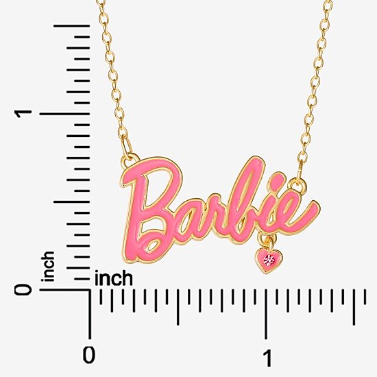 Womens Pink Crystal 18K Gold Over Brass Heart 16 Inch Pendant Necklace