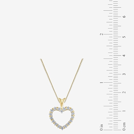 Womens 1/4 CT. T.W. Natural White Diamond 10K Gold Heart 18 Inch Pendant Necklace