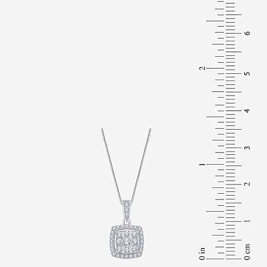 Diamond Blossom Womens 1/4 CT. T.W. Natural White Diamond 10K Gold Square 18 Inch Pendant Necklace