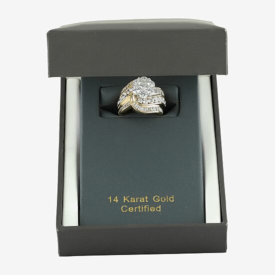 Diamond Blossom Womens 4 CT. T.W. Natural White Diamond 14K Gold Cluster Cocktail Ring