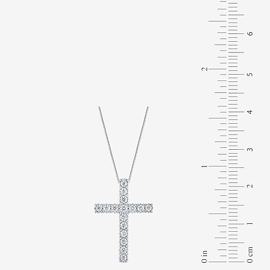 Womens 1/4 CT. T.W. Natural White Diamond 10K White, Yellow, or Rose Gold Cross Pendant Necklace