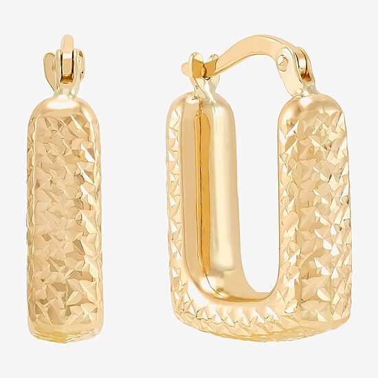 Womens 14K Gold 19.2mm Square Hoop Earrings