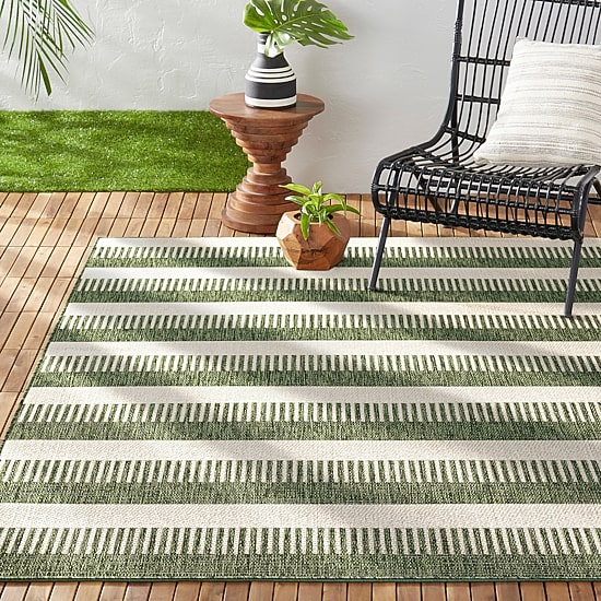 Nicole Miller Country Charlotte Stripe UV Protection Washable Outdoor Rectangular Area Rug
