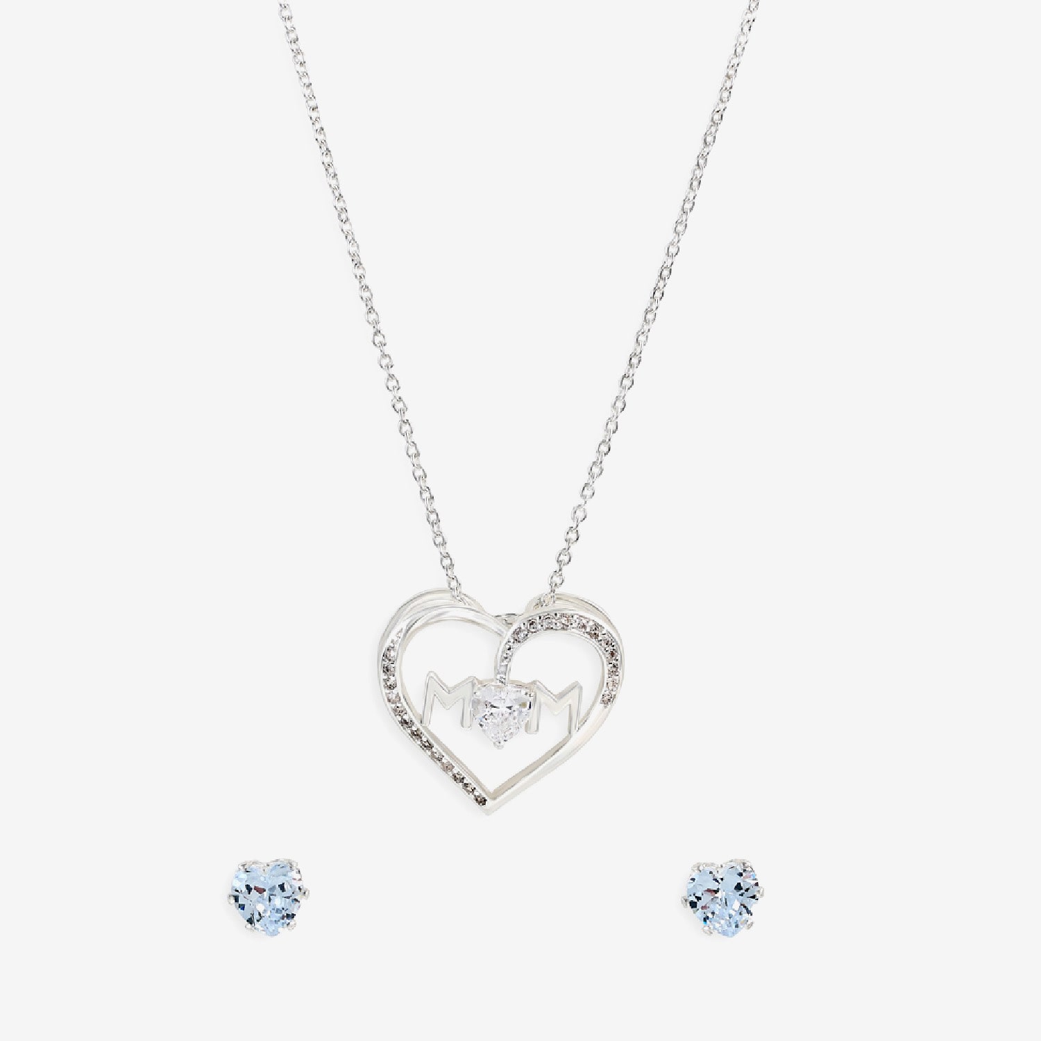 Sparkle Allure Light Up Box Womens Cubic Zirconia Pure Silver Over Brass Heart 2-pc. Jewelry Set