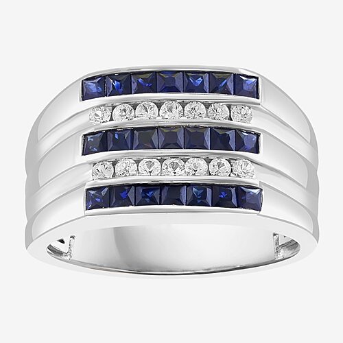 Effy Final Call Limited Quantities! Mens Genuine Blue Sapphire Sterling Silver Square Fashion Ring, 10