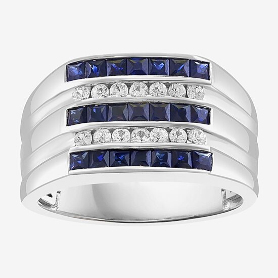 Effy Final Call Limited Quantities! Mens Genuine Blue Sapphire Sterling Silver Square Fashion Ring