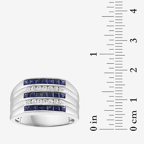 Effy Final Call Limited Quantities! Mens Genuine Blue Sapphire Sterling Silver Square Fashion Ring