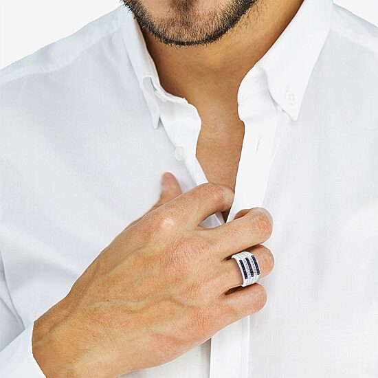 Effy Final Call Limited Quantities! Mens Genuine Blue Sapphire Sterling Silver Square Fashion Ring