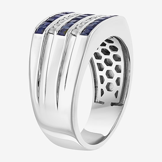 Effy Final Call Limited Quantities! Mens Genuine Blue Sapphire Sterling Silver Square Fashion Ring