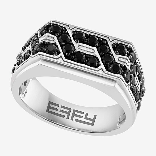Effy Final Call Limited Quantities! Mens Genuine Black Spinel Sterling Silver Round Fashion Ring