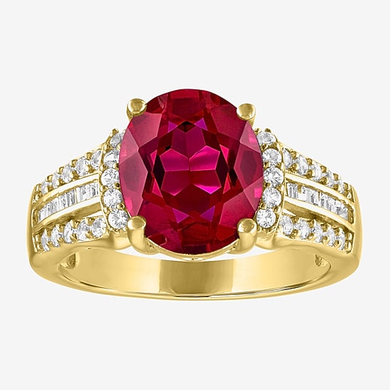 Womens Gemstone 14K Gold Over Silver Oval Cocktail Ring