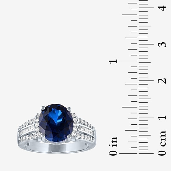 Womens Gemstone Sterling Silver Oval Cocktail Ring