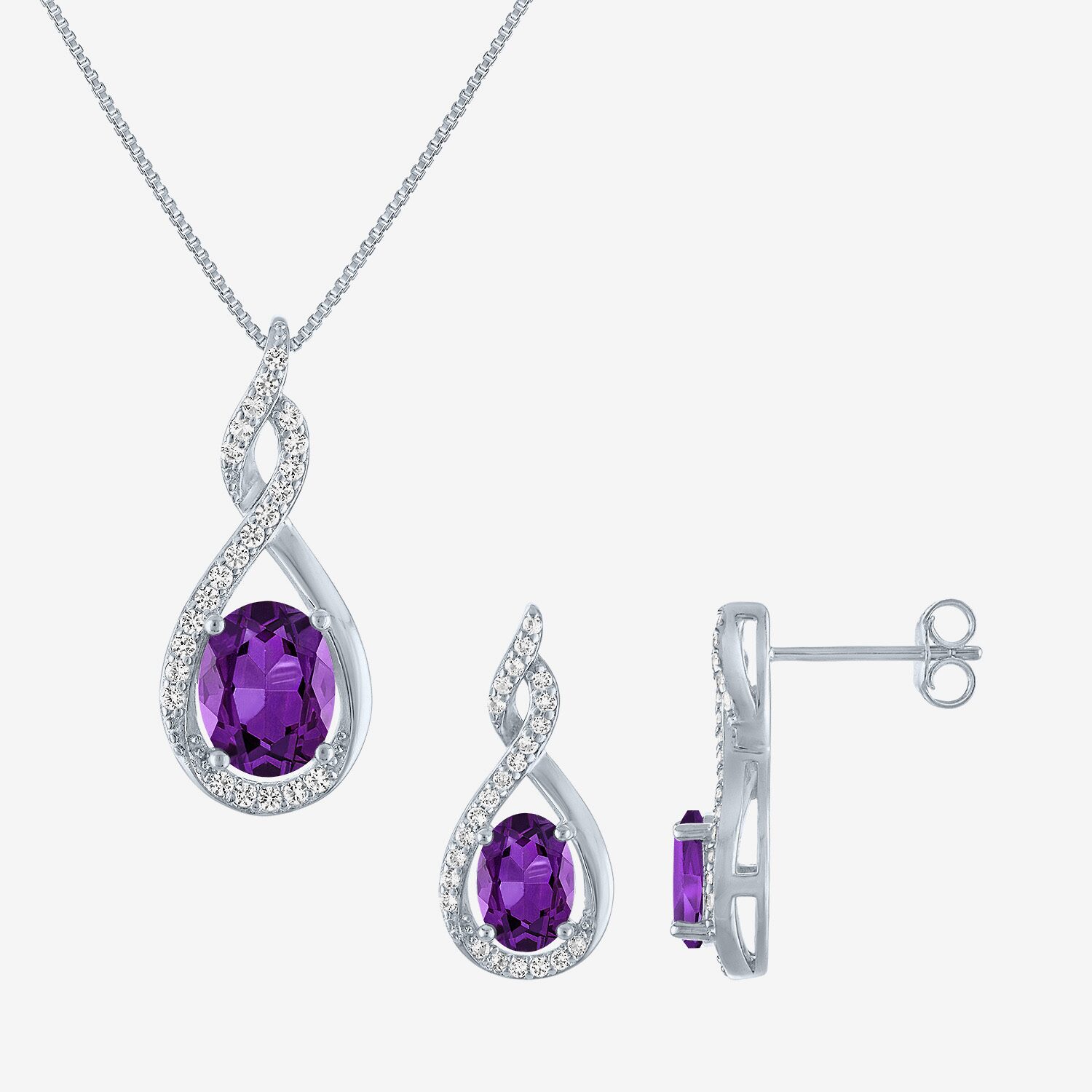 Gemstone Sterling Silver 2-pc. Oval Jewelry Set