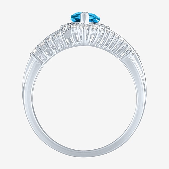Gemstone Sterling Silver Marquise Halo Cocktail Ring