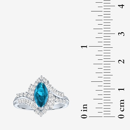 Gemstone Sterling Silver Marquise Halo Cocktail Ring