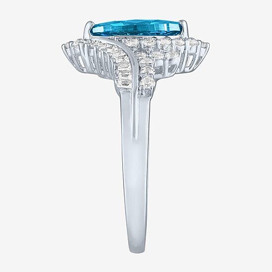 Gemstone Sterling Silver Marquise Halo Cocktail Ring