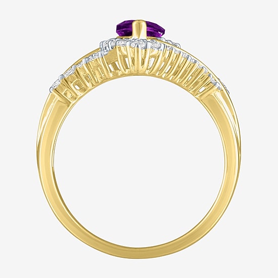 Womens Gemstone14K Gold Over Silver Halo Side Stone Cocktail Ring