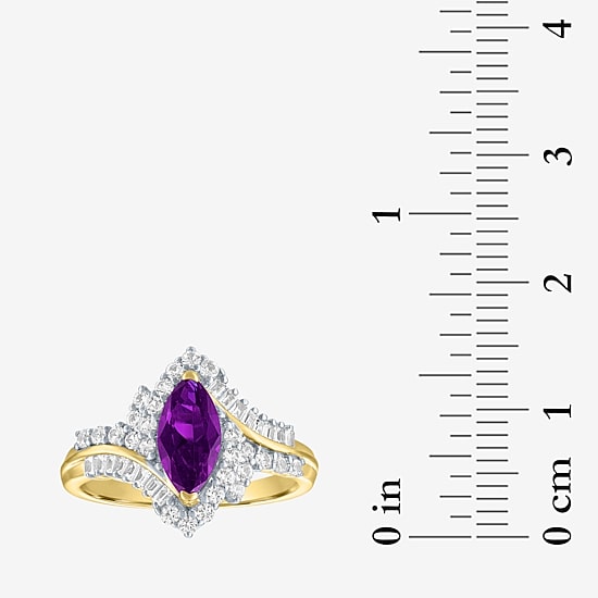 Womens Gemstone14K Gold Over Silver Halo Side Stone Cocktail Ring