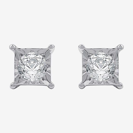 (G / Si1-Si2) 1/3 CT. T.W. Lab Grown White Diamond Sterling Silver Stud Earrings