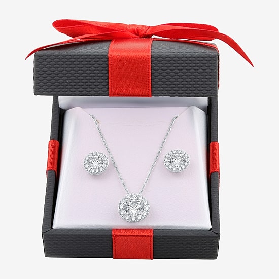 Yes, Please! Womens Lab Created White Sapphire 2-pc. Pendant Necklace Set
