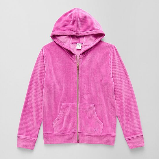 Roxy Big Kid Girls Long Sleeve Embroidered Zipper Hoodie
