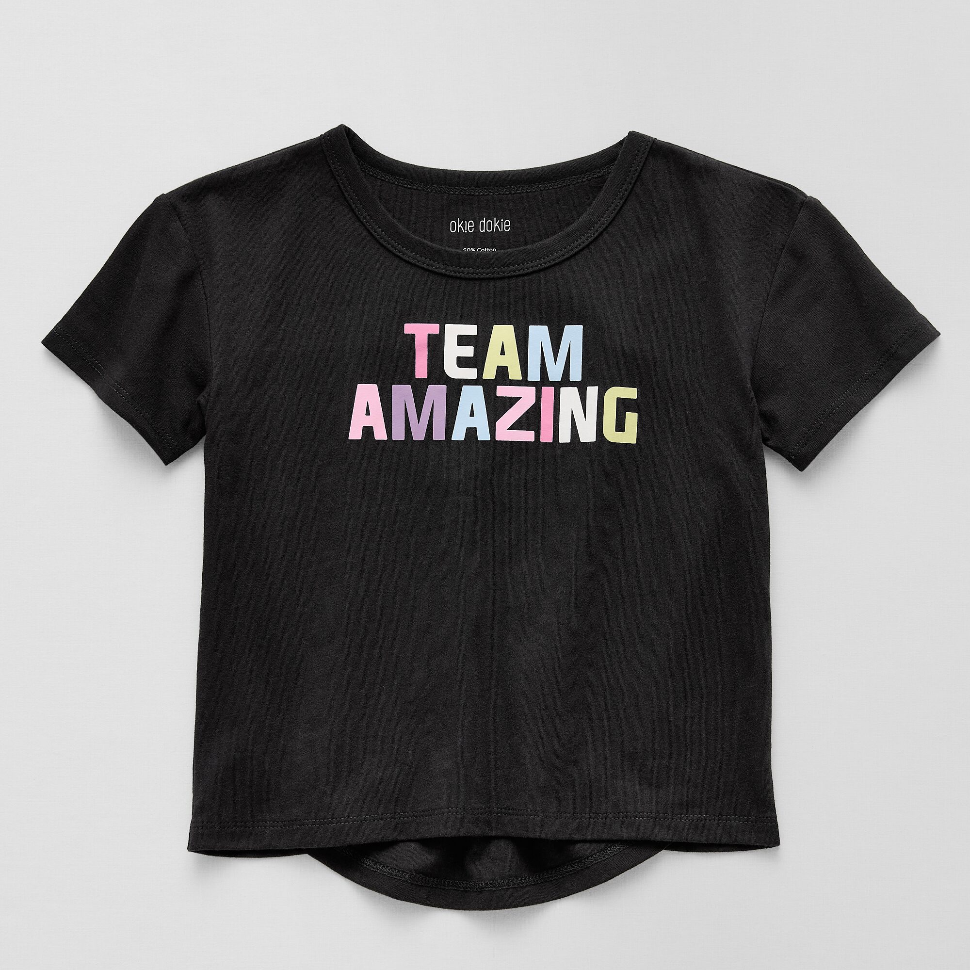 Okie Dokie Active Toddler & Little Girls Round Neck Short Sleeve Regular Fit Graphic T-Shirt