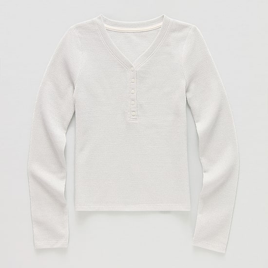 Thereabouts Little & Big Kid Girls Henley Neck Long Sleeve T-Shirt