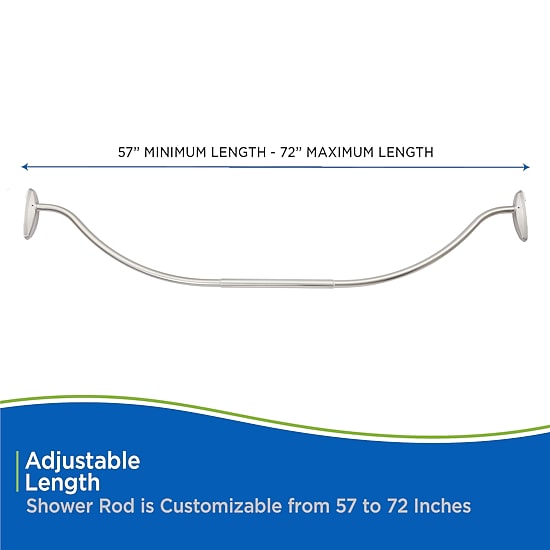 Kenney Twist & Fit No Tools Curved 57-72 IN Adjustable Tension Shower Curtain Rod
