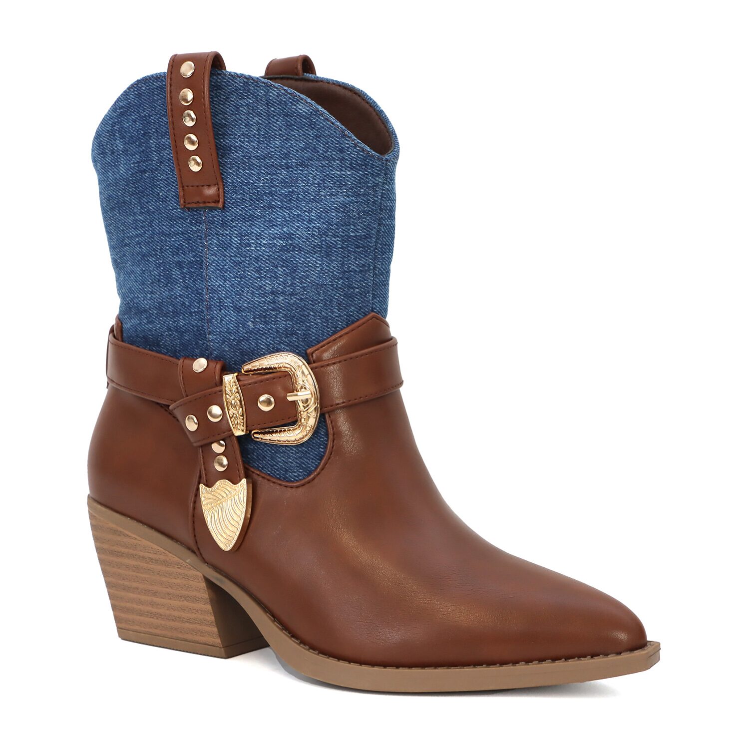 Yoki Womens Stacked Heel Booties