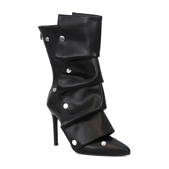 Yoki Womens Stiletto Heel Slouch Boots