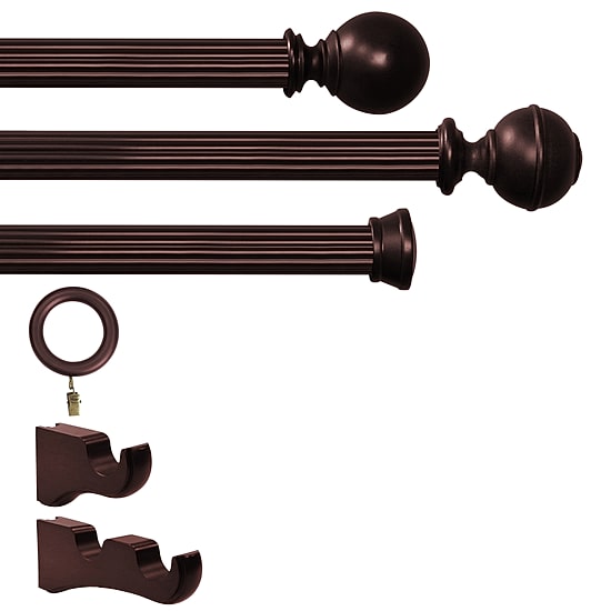 Lumi Home Furnishings Wood 1 3/8 3FT or 4FT x 2pcs Curtain Rod