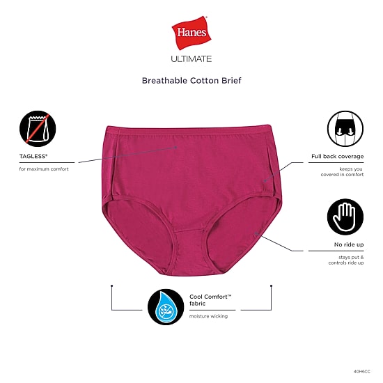  Hanes Ultimate® 6-Pack Breathable Cotton Brief Underwear 40H6CC