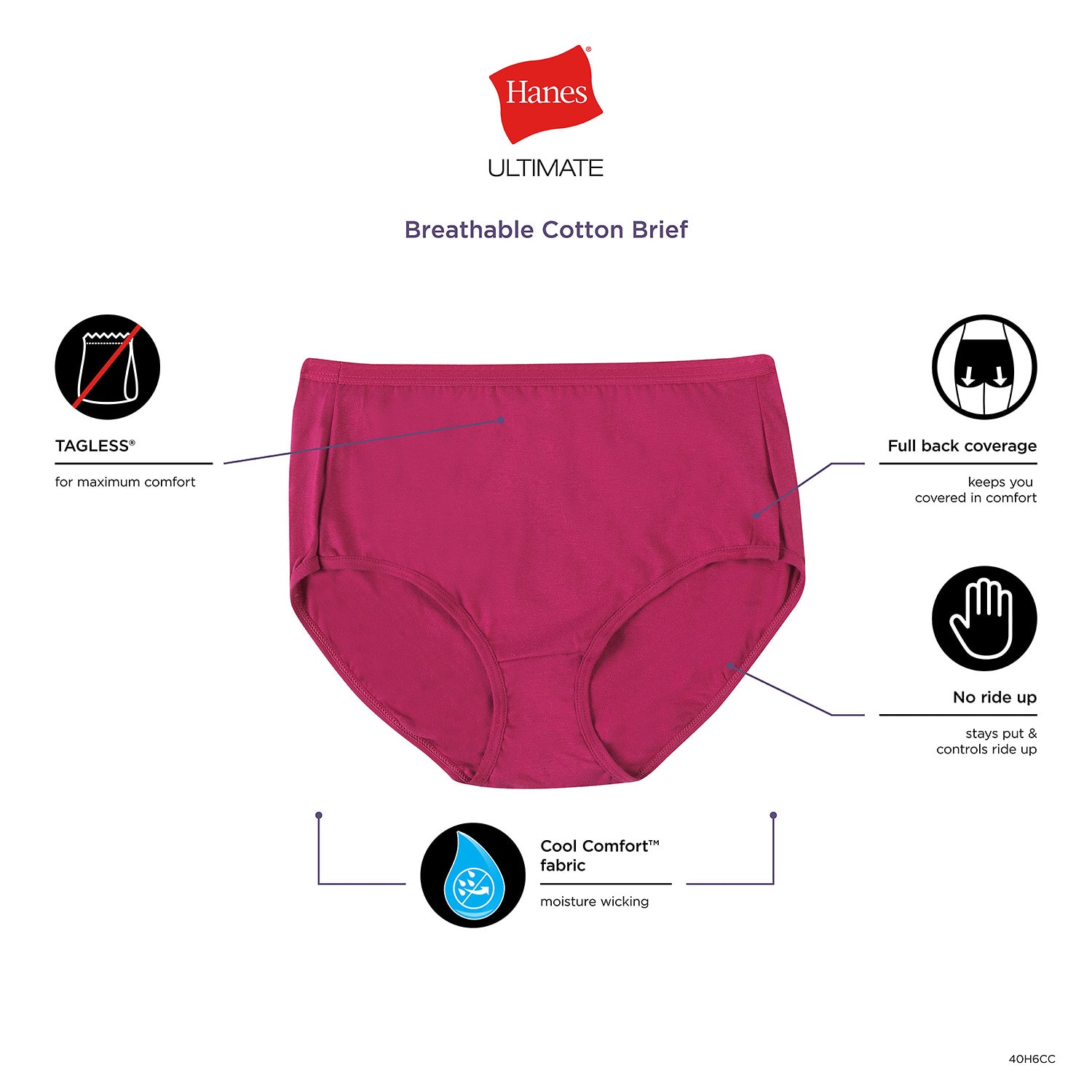 Hanes Ultimate® 6-Pack Breathable Cotton Brief Underwear 40H6CC