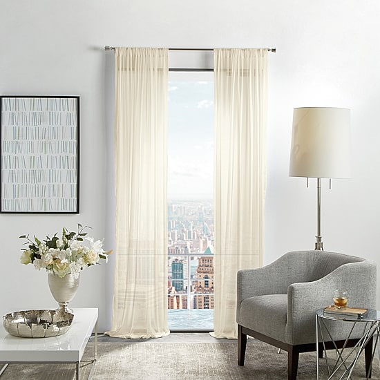 Martha Stewart Glacier Rod Pocket Sheer Set of 2 Curtain Panel
