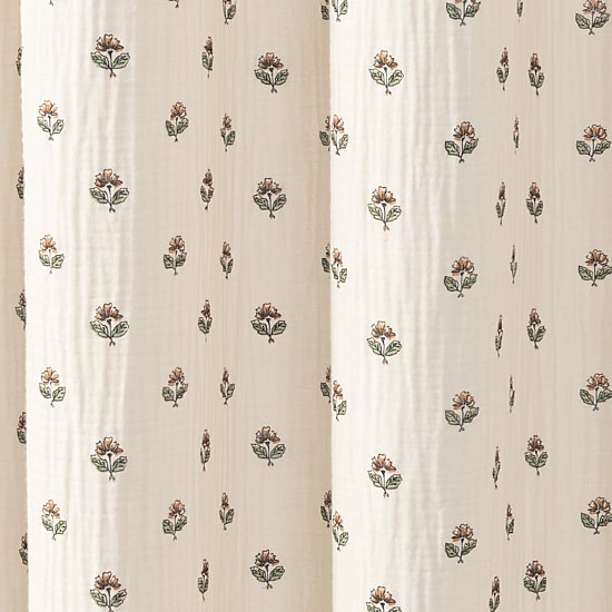 Peri Home Block Print Gauze Shower Curtain