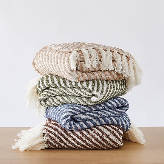 Brooklyn Loom Diagonal Chenille Stripe Throw