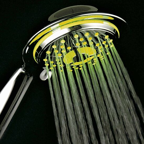 PowerSpa® All-Chrome LED Handheld Shower with Air Jet LED Turbo Pressure-Boost Nozzle Technology