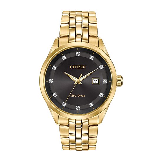 Citizen Corso Mens Diamond Accent Gold Tone Stainless Steel Bracelet Watch Bm7252-51g