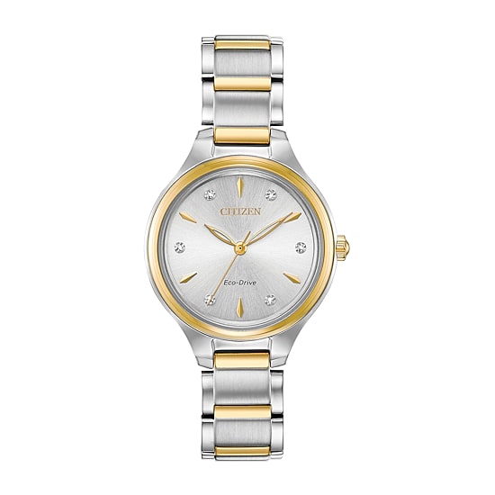 Citizen Corso Womens Diamond Accent Two Tone Stainless Steel Bracelet Watch Fe2104-50a