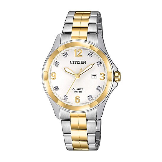 Citizen Quartz Assortment Womens Crystal Accent Two Tone Stainless Steel Bracelet Watch Eu6084-57a