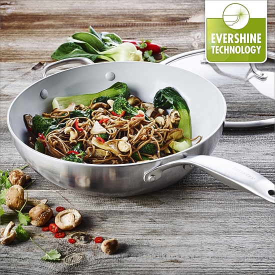 Venice Pro Ceramic Nonstick 12" 5Qt Covered Wok Helper Handle