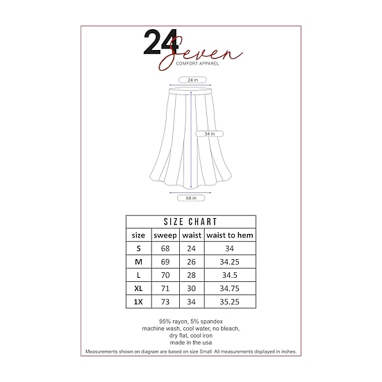 24/7 Comfort Apparel Elastic Waist Solid Maxi Skirt