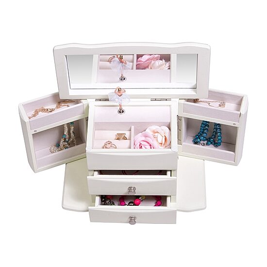 Mele and Co  Angelica Musical Ballerina White Jewelry Box