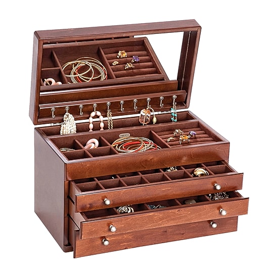 Mele and Co Brigitte Walnut-Finish Jewelry Box