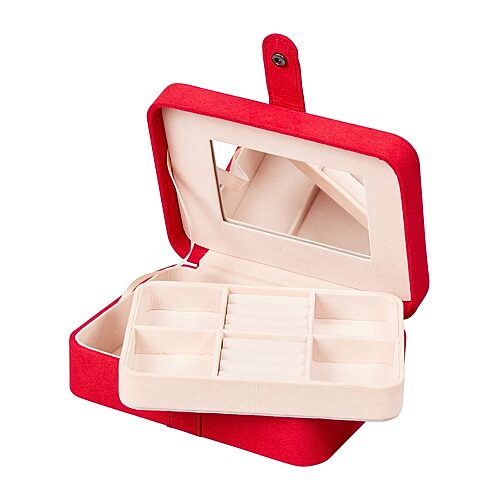 Mele and Co Giana Plush Fabric Red Jewelry Travel Case, One Size, Brown