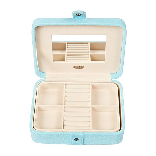 Mele and Co Giana Plush Fabric Aqua Jewelry Travel Case