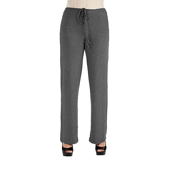 24seven Comfort Apparel Womens Mid Rise Straight Palazzo Pant