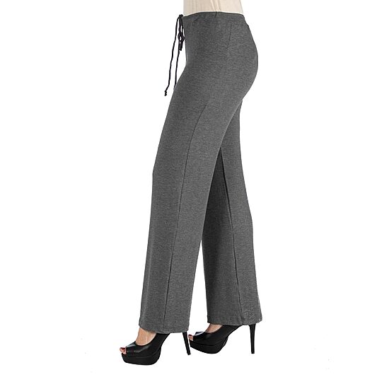 24seven Comfort Apparel Womens Mid Rise Straight Palazzo Pant