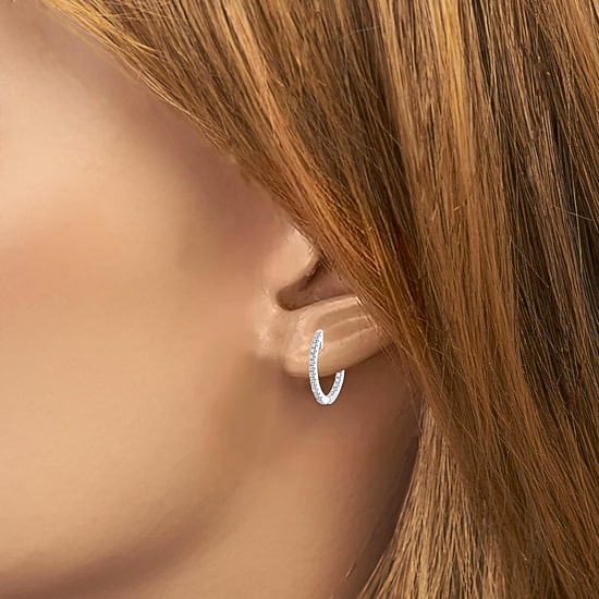 (H-I / I1) 1/4 CT. T.W. Lab Grown White Diamond 10K White or Yellow Gold 16.4mm Hoop Earrings