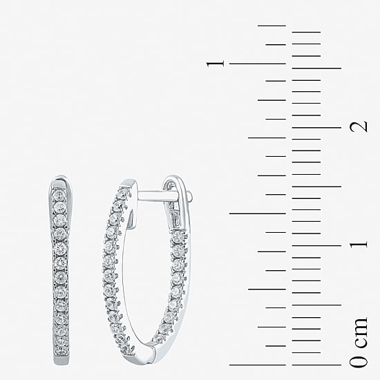(H-I / I1) 1/4 CT. T.W. Lab Grown White Diamond 10K White or Yellow Gold 16.4mm Hoop Earrings